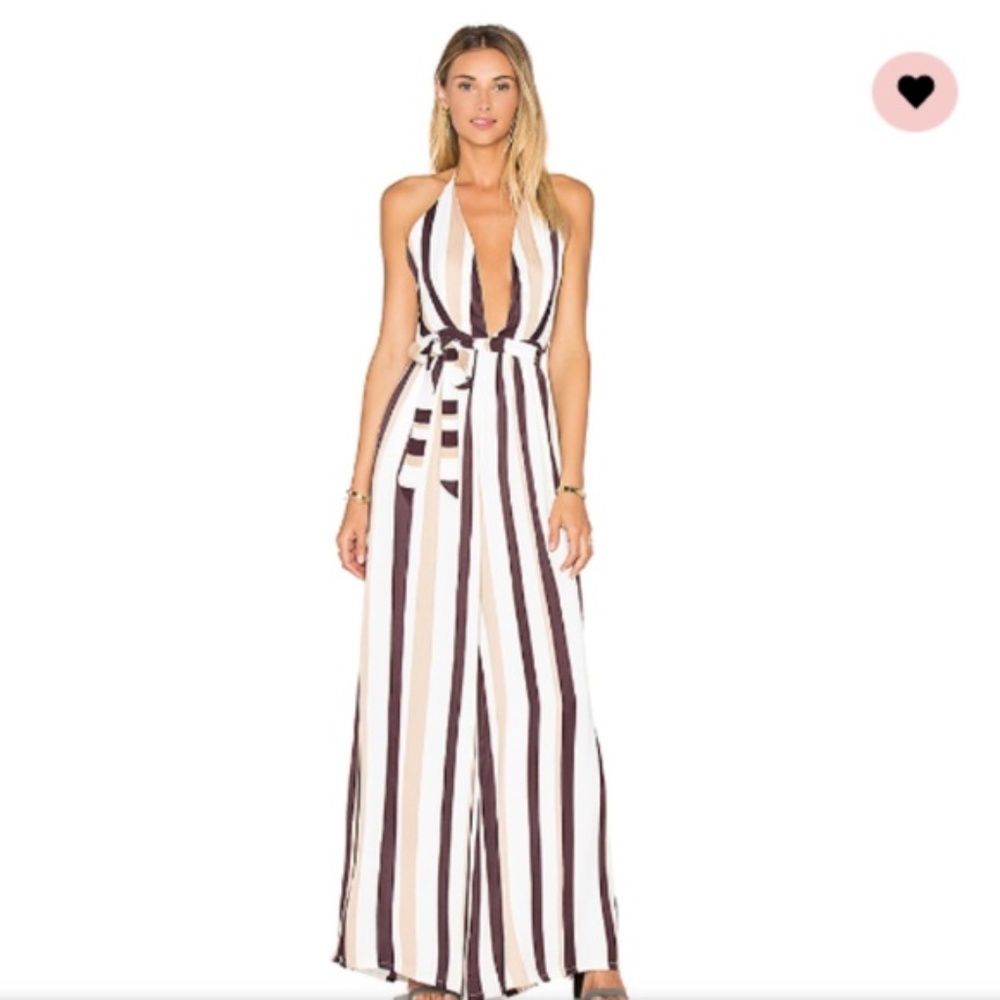 FAITHFULL THE BRAND Riley Jumpsuit Melrose Stripe Backless Halter Size 4